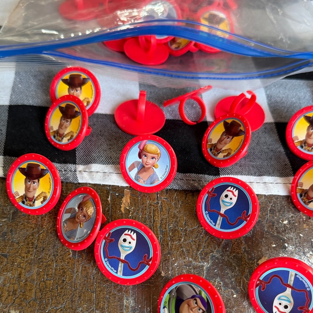 Kids Red Toy Story part favor Ring Pack - Set of Assorted Characters